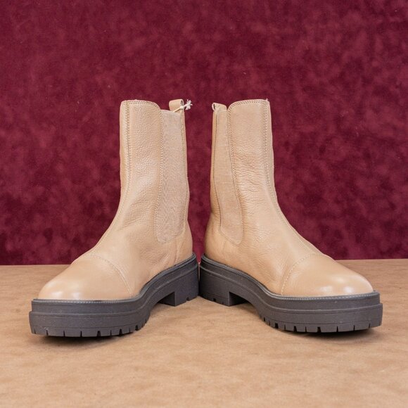 Sam Edelman Wmn Wellington Sesame Leather Festival Chelsea Platform Boots sz 10 - Picture 2 of 9